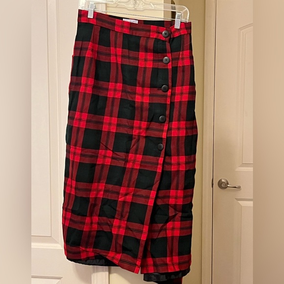 Lynn & Co Dresses & Skirts - Lynn and Co Vintage Flannel and Wool Plaid Wrap Pencil Skirt